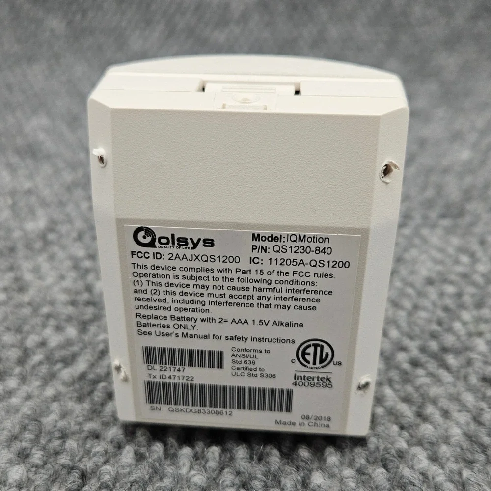 Qolsys IQ Motion QS1230-840 Wireless PIR Motion Sensor Security Alarm Hardware
